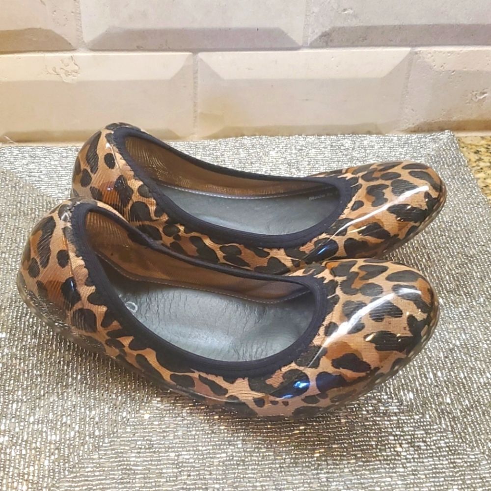 ‎JA-VIE Leopard Animal Print Jelly Flats Shoes 37